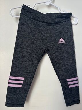 Adidas Kids Baby 18 month Grey Heather Leggings with Pink Accents